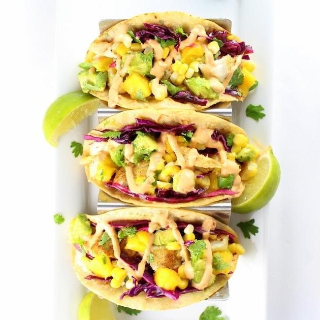 Fish Tacos with a Dollop of Mango Guacamole