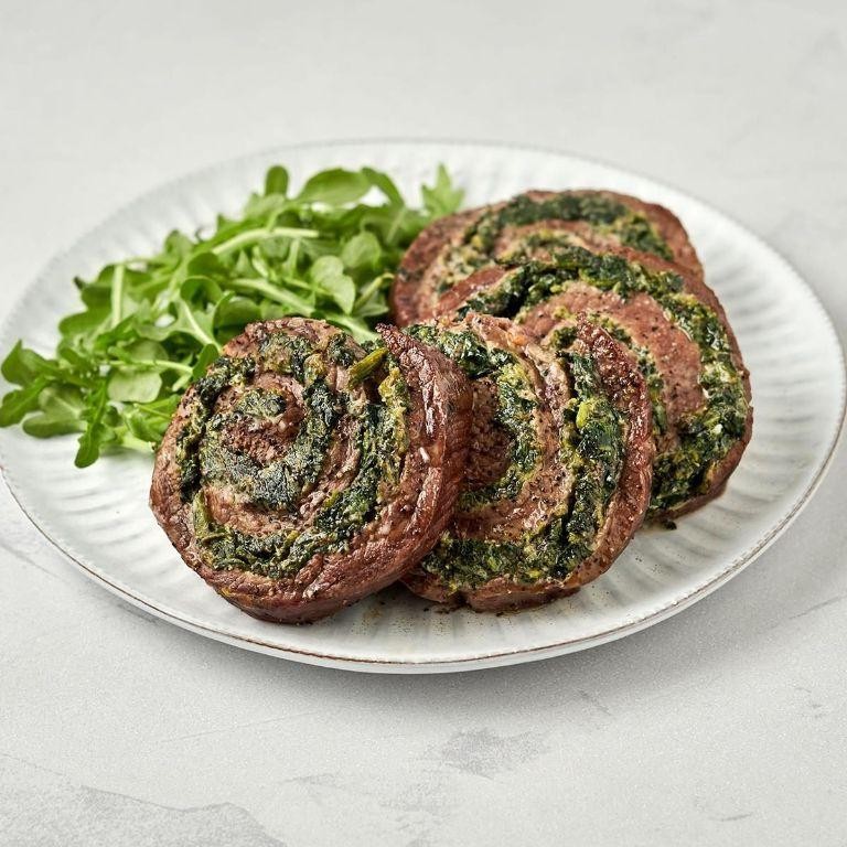 Flank Steak Pinwheels Stuffed with Spinach and Cheese