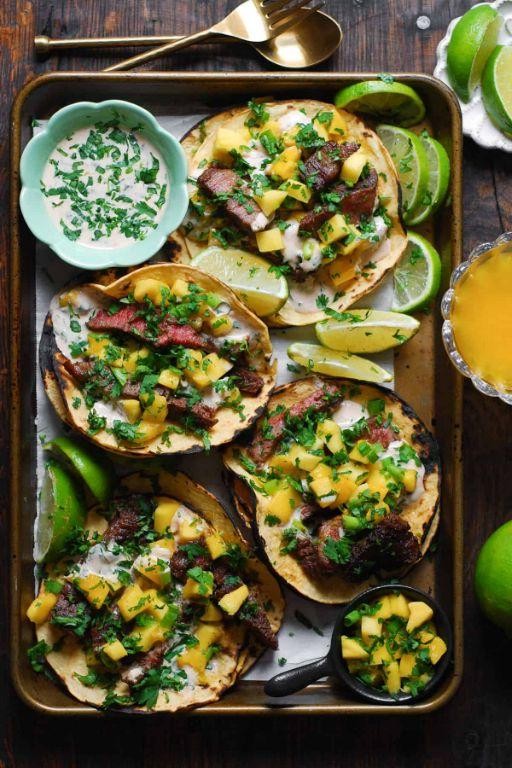 Flank Steak Tacos with Spicy Mango Salsa