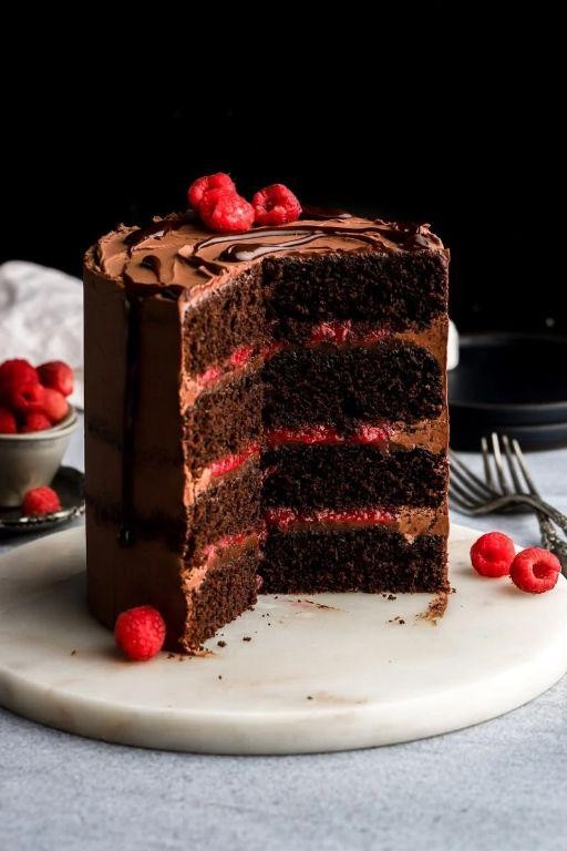 Fluffy Chocolate Raspberry Cake