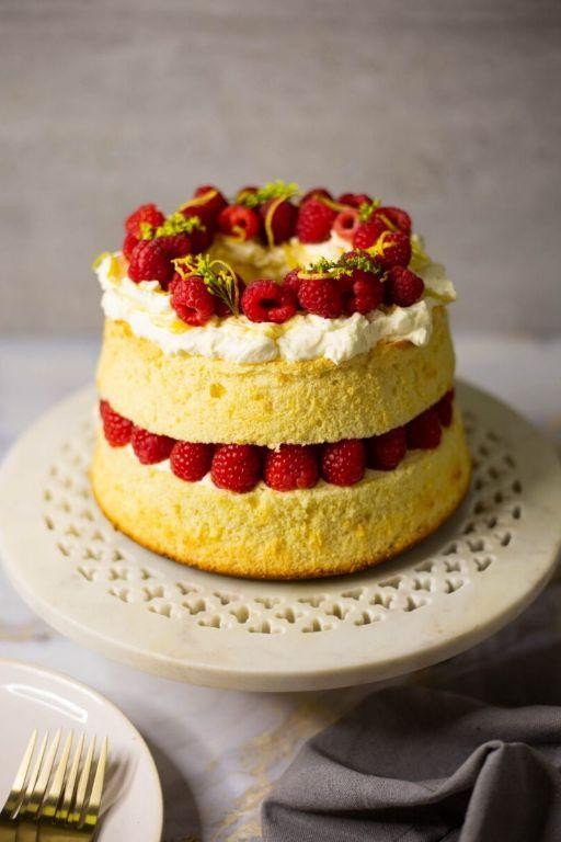 Fluffy Lemon Raspberry Chiffon Cake