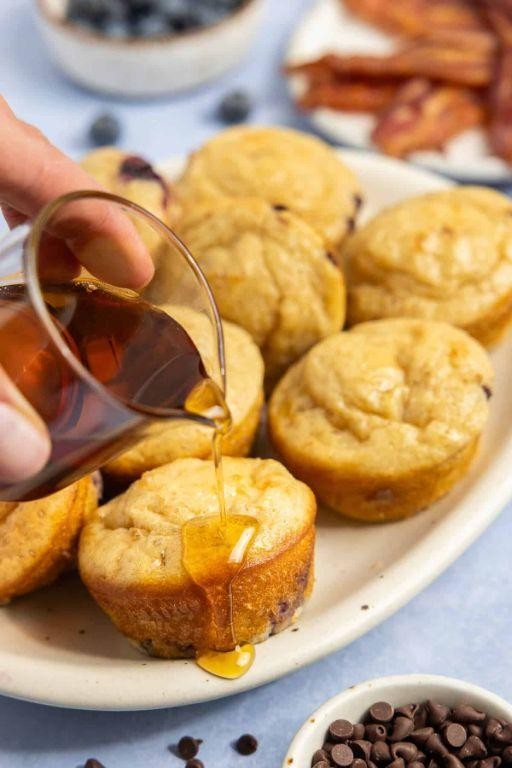 Fluffy Pancake Bites with Maple Syrup