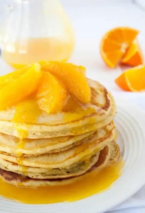 Fluffy Pancakes with Orange Curd Drizzle