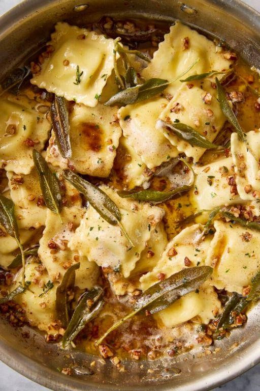 Foie Gras Ravioli with Sage Butter Sauce