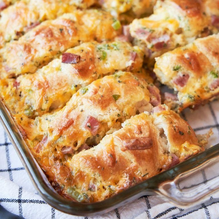 Four Cheese Crescent Roll Breakfast Casserole