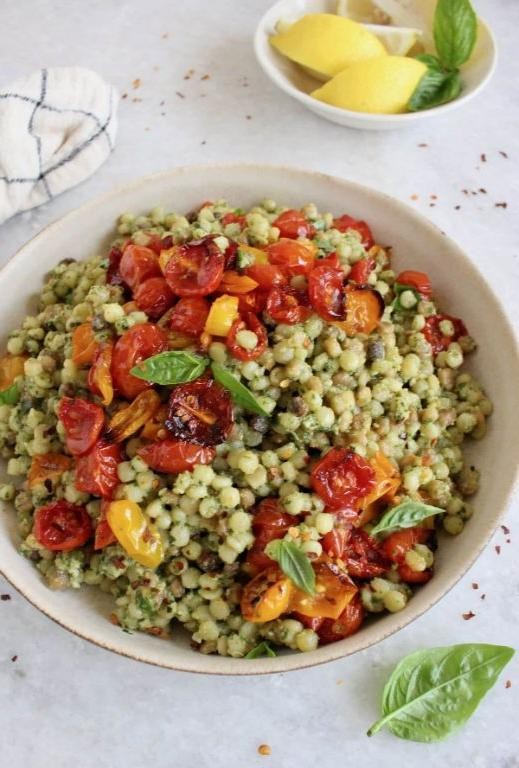 Fregola Pasta with Sun-Dried Tomatoes and Basil