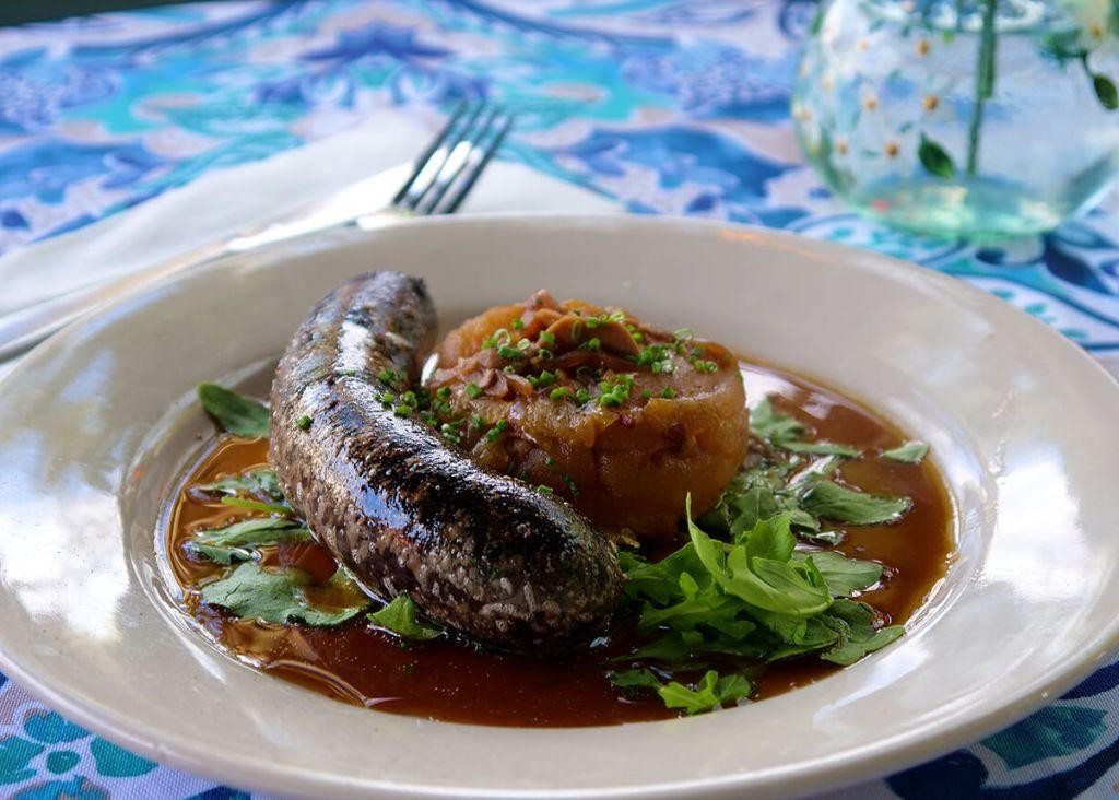 French Blood Sausage with Caramelized Onions
