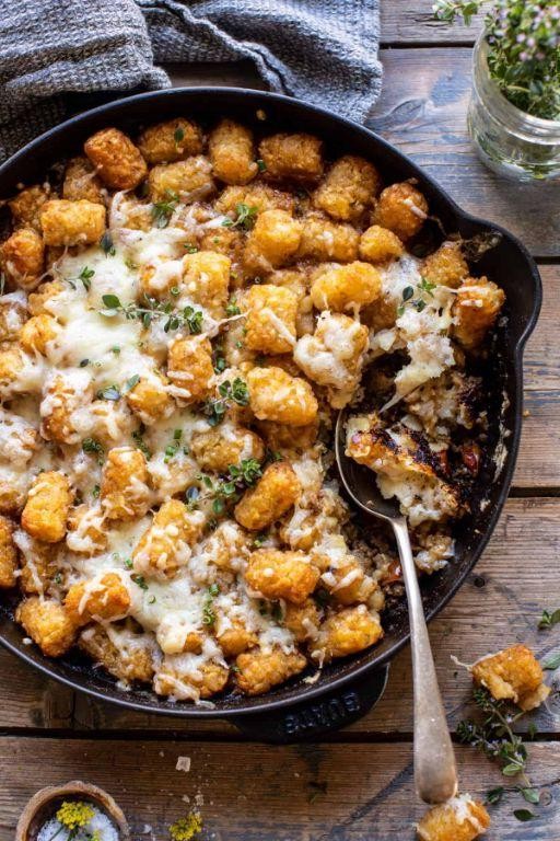 French Onion Tater Tot Casserole with Beef
