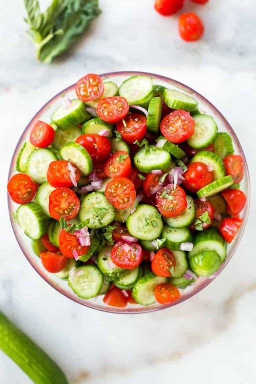 Fresh Cucumber and Tomato Salad with Basil
