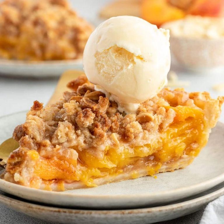 Fresh Peach Pie with Almond Crumble Topping