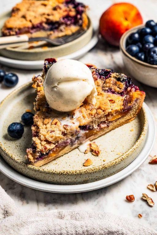 Fresh Peach Pie with Blueberry Swirl