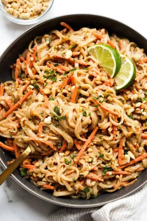 Fried Rice Noodles with Thai Peanut Sauce