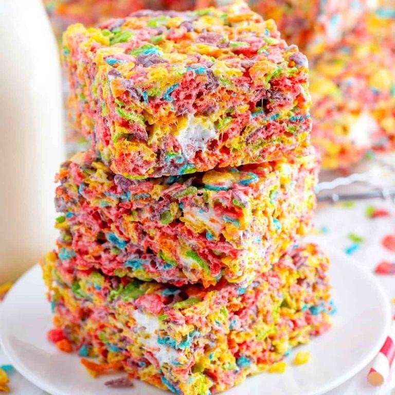 Fruity Pebbles Cake Batter Krispie Treats