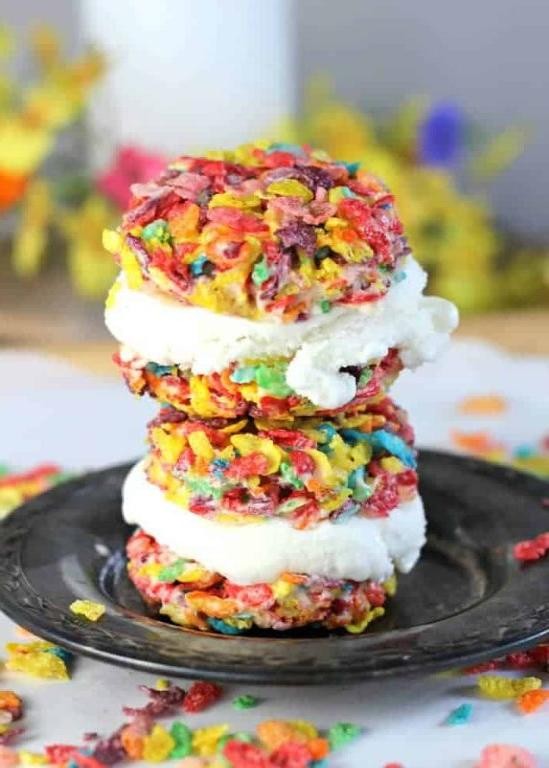 Fruity Pebbles Ice Cream Sandwiches