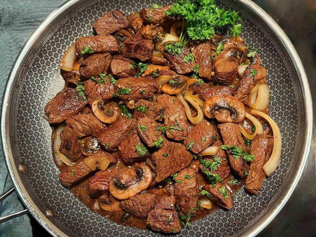 Garlic Butter Arm Steak with Mushrooms
