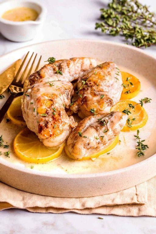 Garlic Butter Baked Monkfish with Lemon