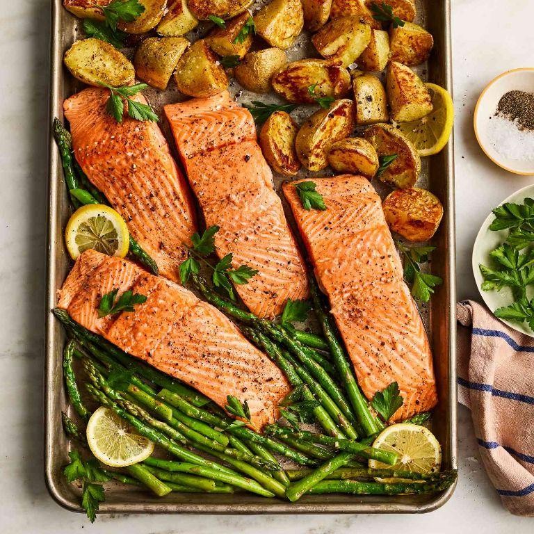 Garlic Butter Baked Salmon with Asparagus