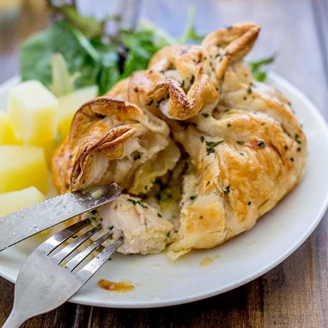 Garlic Butter Chicken Filo Pockets