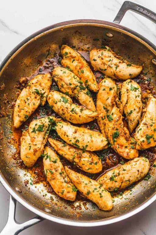 Garlic Butter Chicken Tenders on Pan
