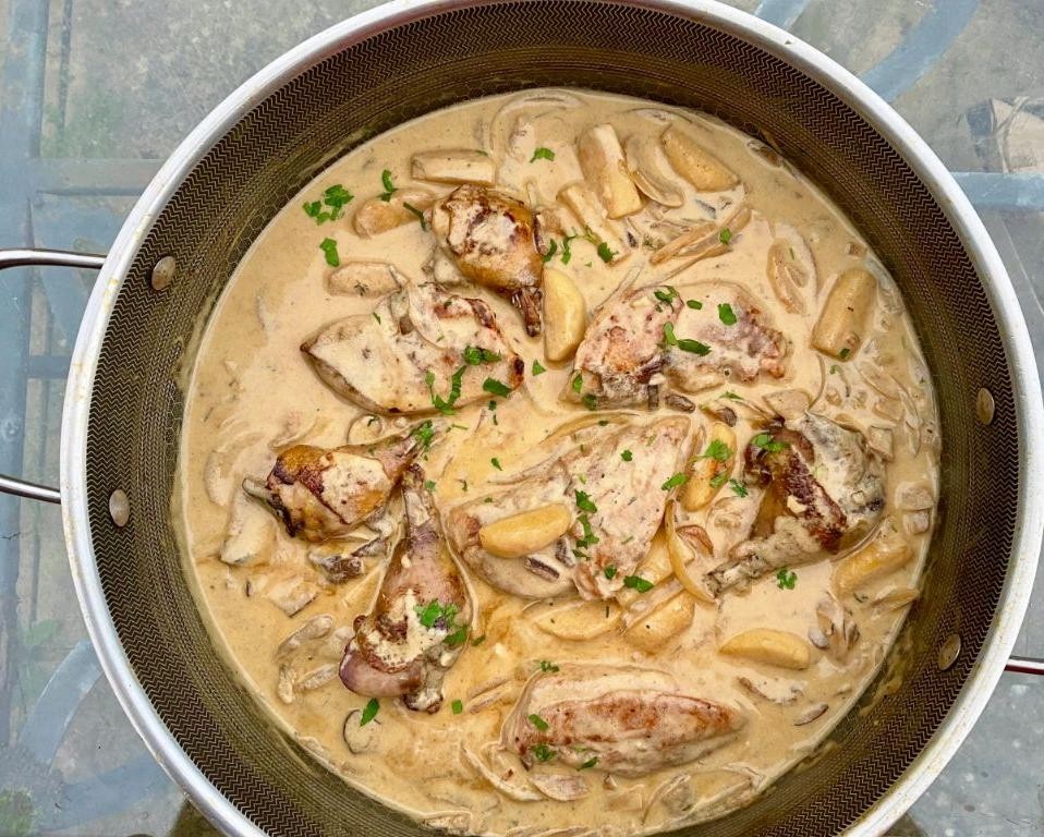 Garlic Butter Pheasant with Cider Reduction