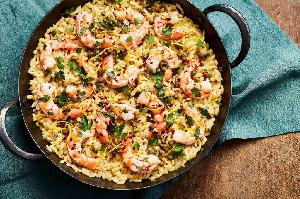 Garlic Butter Shrimp and Orzo Skillet