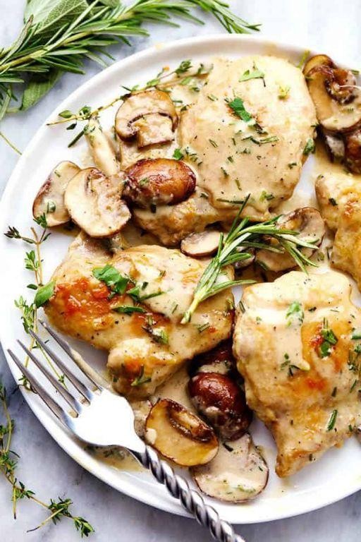 Garlic Herb Baked Chicken with Mushrooms