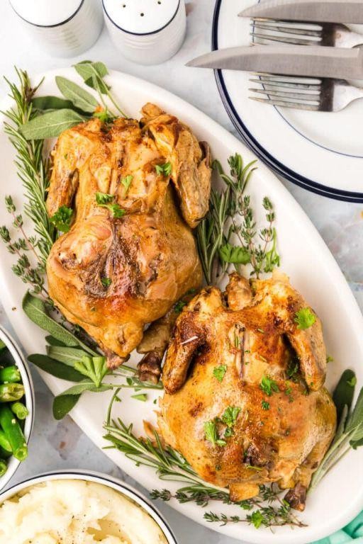 Garlic Herb Butter Crock Pot Cornish Hens