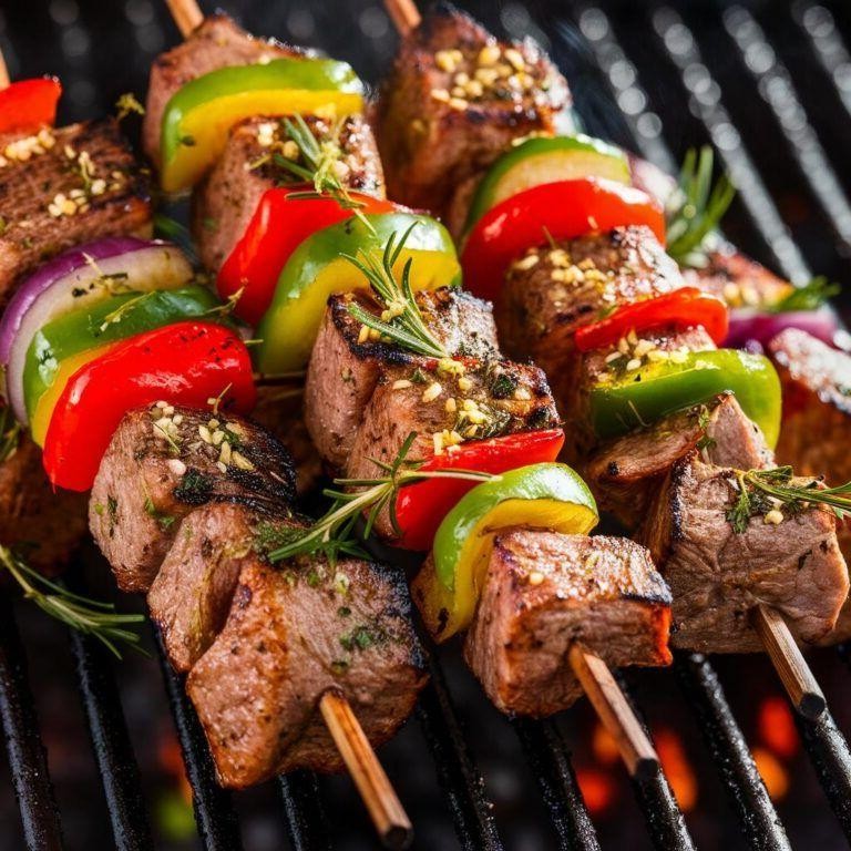 Garlic Herb Cubed Venison Skewers