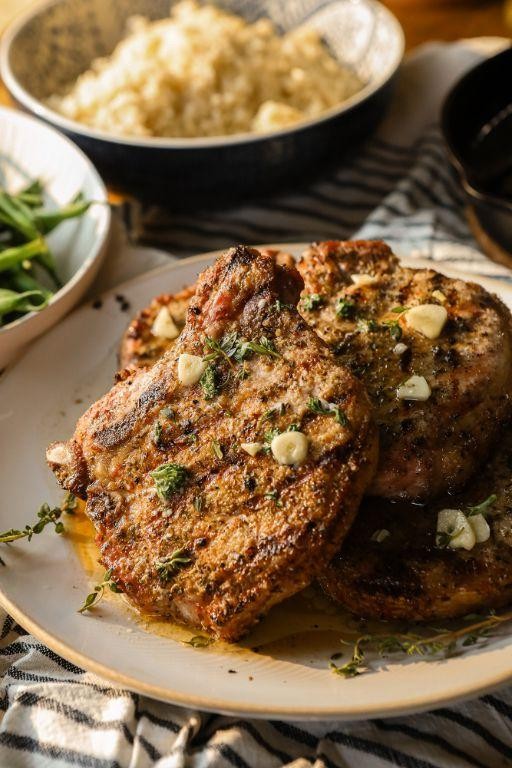 Garlic Herb Grilled Bone-In Pork Chops