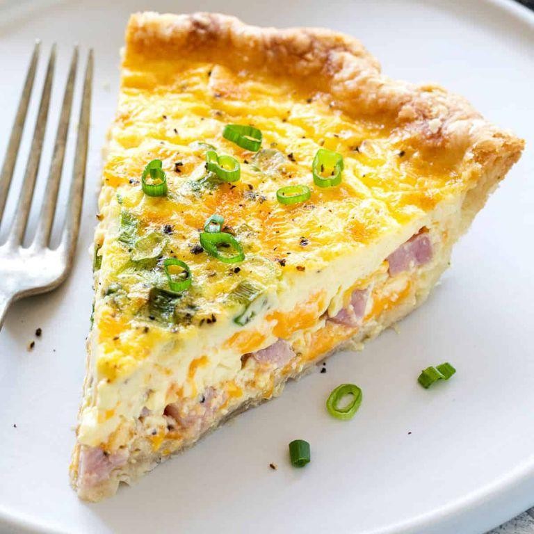 Garlic Herb Ham and Cheddar Quiche