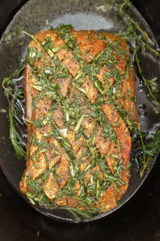 Garlic Herb Keto Pork Belly Roast