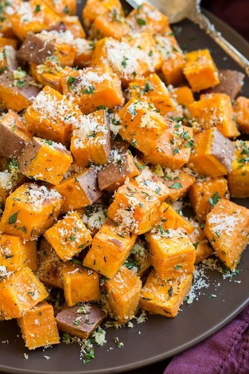 Garlic Herb Slow Cooker Sweet Potatoes