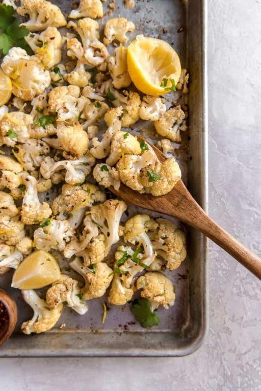 Garlic Lemon Herb Roasted Cauliflower