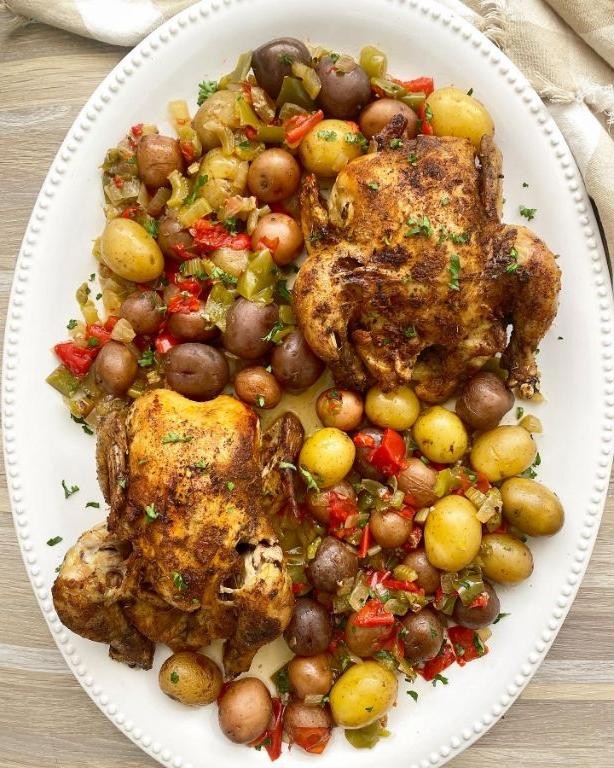 Garlic Lemon Thyme Cornish Hens in a Crock Pot