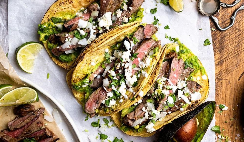 Garlic Lime Flank Steak Tacos