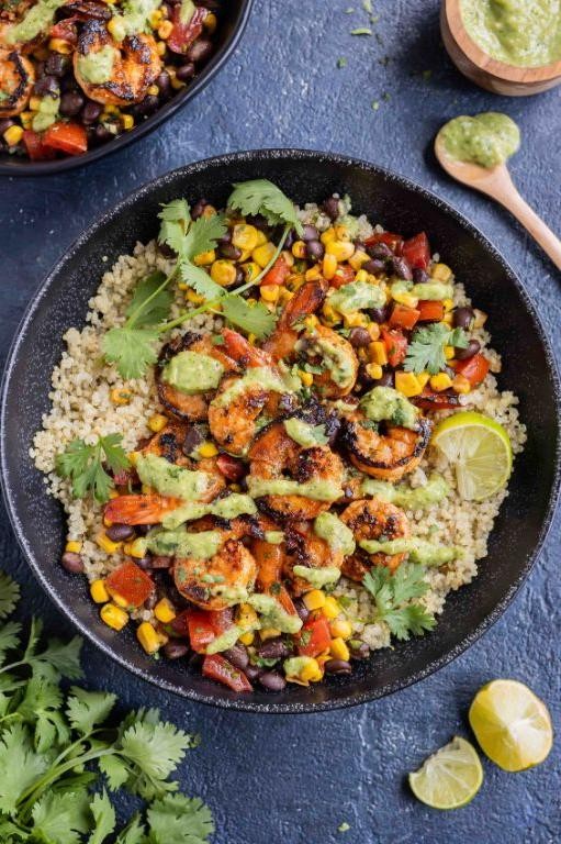 Garlic Lime Shrimp and Quinoa Bowls