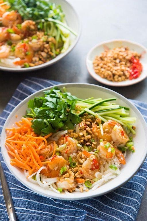 Garlic Lime Thai Noodles with Shrimp
