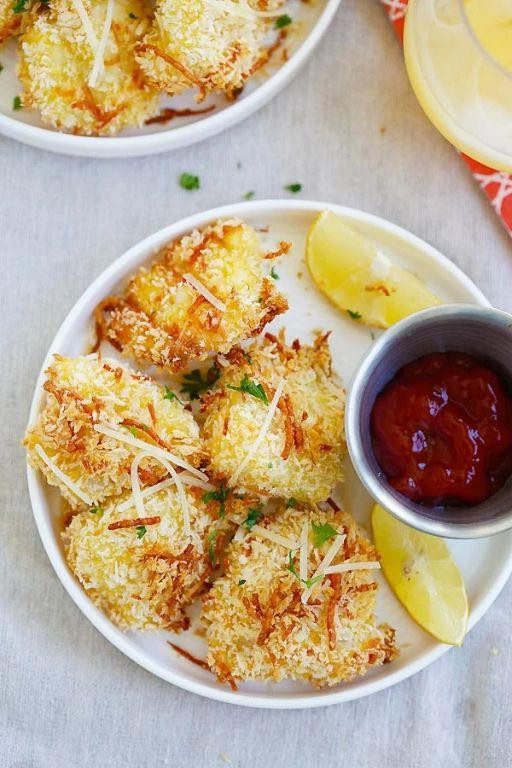 Garlic Parmesan Baked Cod Nuggets