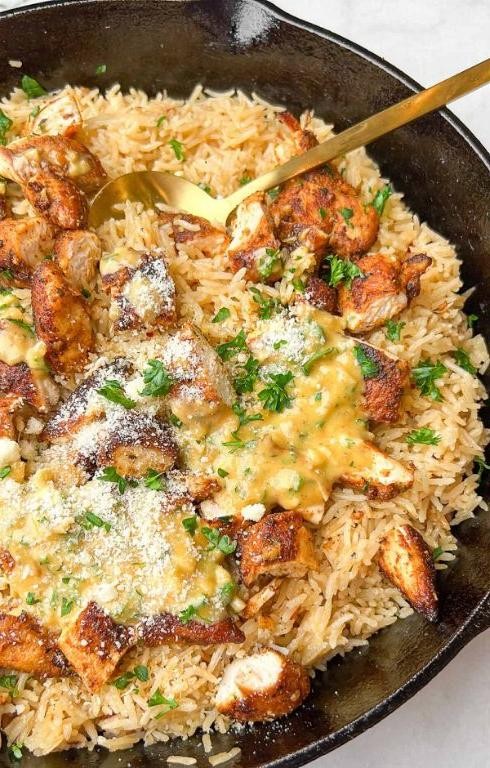 Garlic Parmesan Chicken and Rice Medley