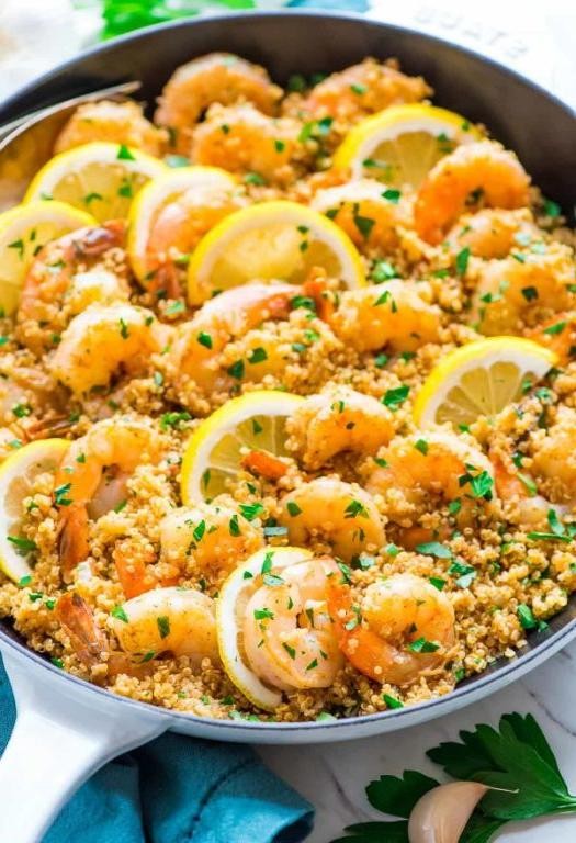 Garlic Roasted Shrimp and Quinoa Pasta Salad