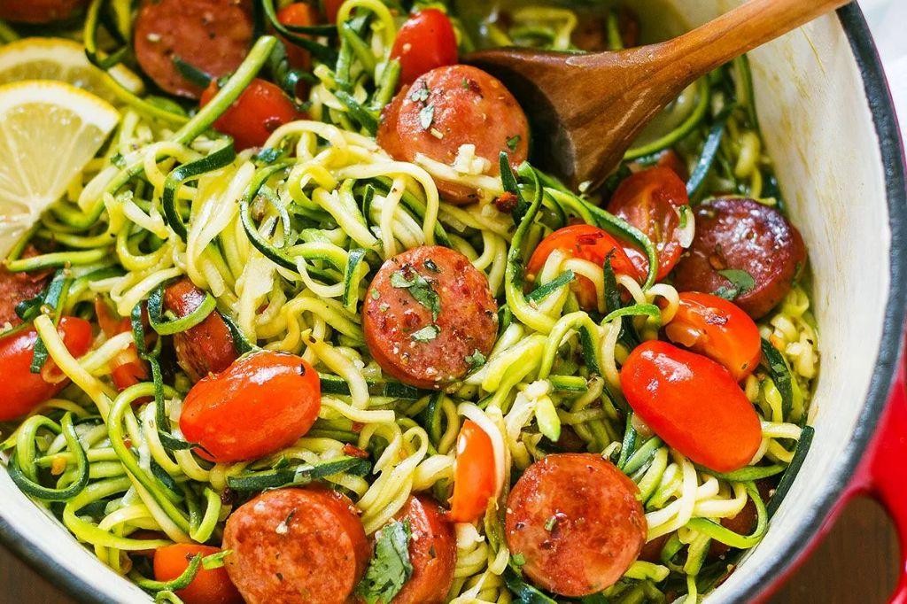Garlic Sausage and Zucchini Noodles