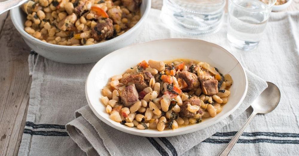 Garlic Sautéed Pork with Cannellini Beans