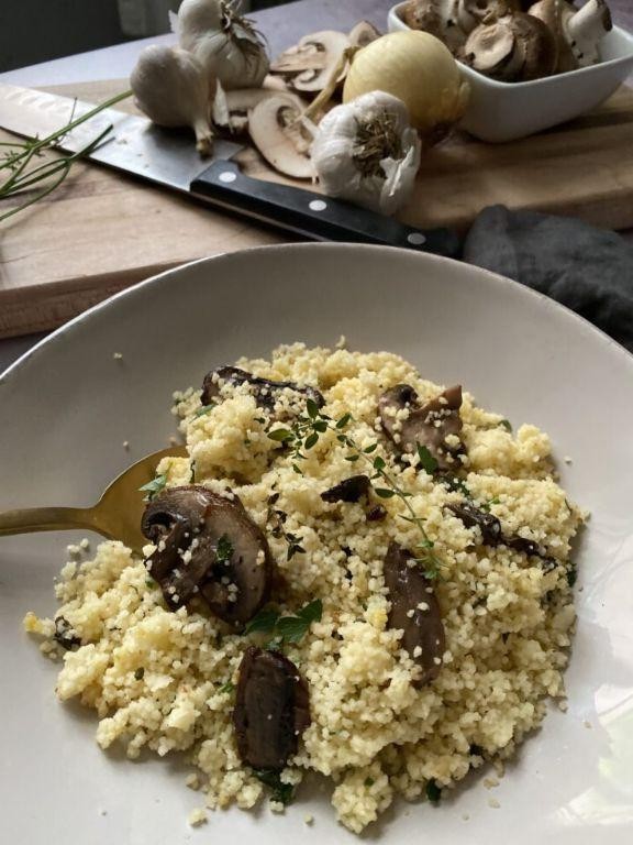 Garlic and Herb Couscous with Sautéed Mushrooms