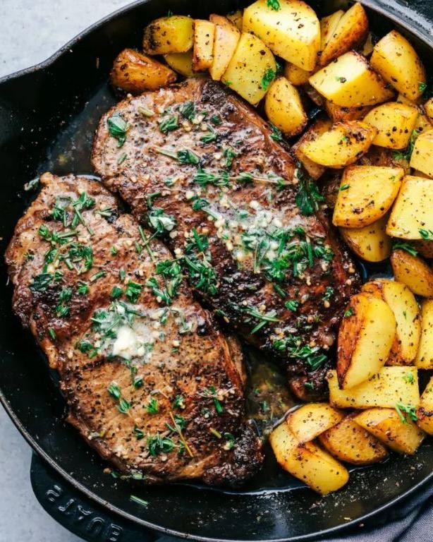 Garlic and Herb Marinated Fillet Steak with Baby Potatoes