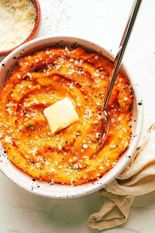 Garlic and Herb Mashed Sweet Potatoes