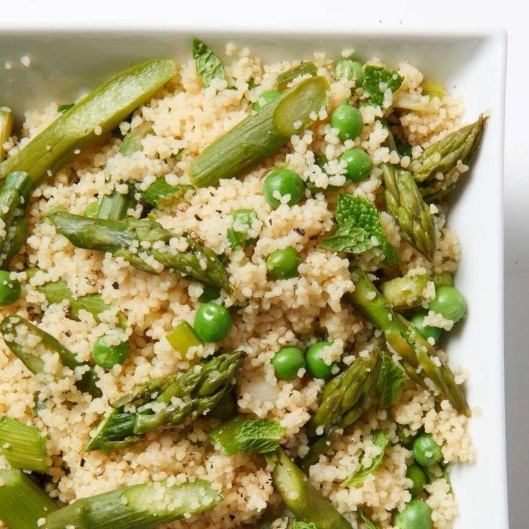 Garlic and Parmesan Israeli Couscous Primavera