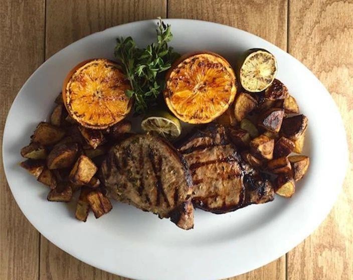 Garlic-Lime Pork Chops with Mixed Vegetables