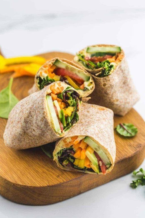 Garlicky Hummus and Veggie Wrap