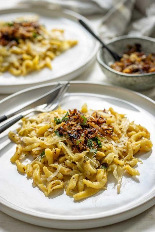German Spaetzle with Caramelized Cabbage