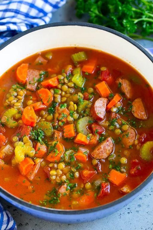 German-Style Lentil Stew with Smoked Sausages